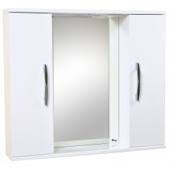 Зеркало с 2 шкафчиками РОКАРД 80 с полкой, подсветкой, розеткой, выключателем